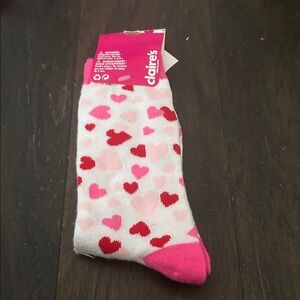 4/$15 Claire's Pink and Red Heart Socks